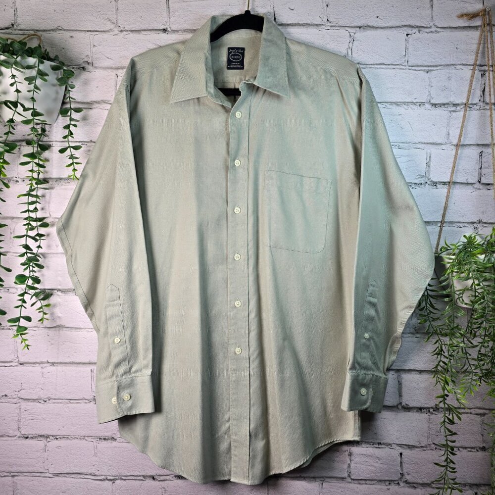 JOSEPH & FEISS MENS LONG SLEEVE BUTTON DOWN SAGE GREEN EUC SIZE 16